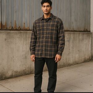 Walls Workwear‎ Mens Large Plaid Lined Thick Cotton Flannel Shirt Jacket Chore
